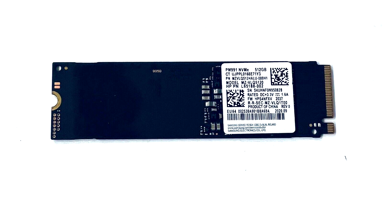 中古　SAMSUNG SSD M.2 NVMe 512GB PM961 Samsung SSD M.2 NVMe Type2280 512GB 電源投入回数6回 使用時間0時間